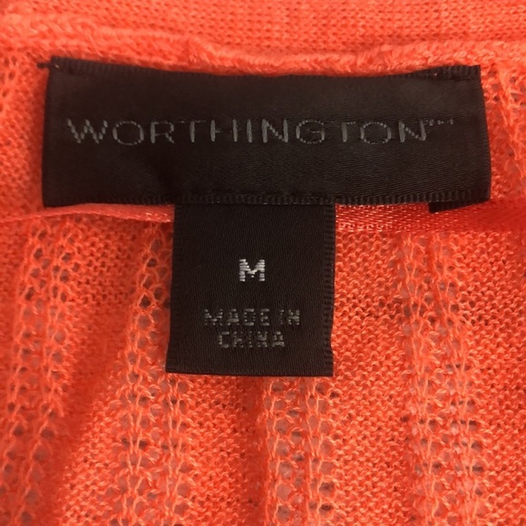 Worthington Summer Orange Lightweight Cardigan Medium - Picture 3 of 8